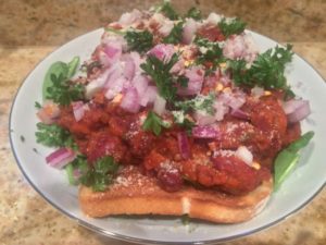 Vegan Chili on top of toast