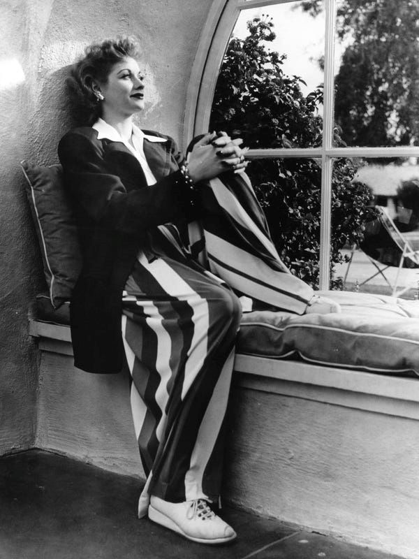 Lucille Ball in striped pants